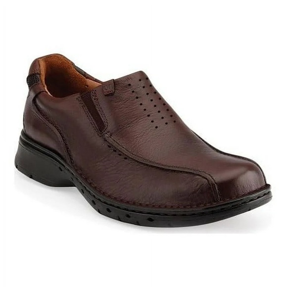 Clarks Mens Brown Leather Slip On Loafers Size 8 - Picture 1 of 12